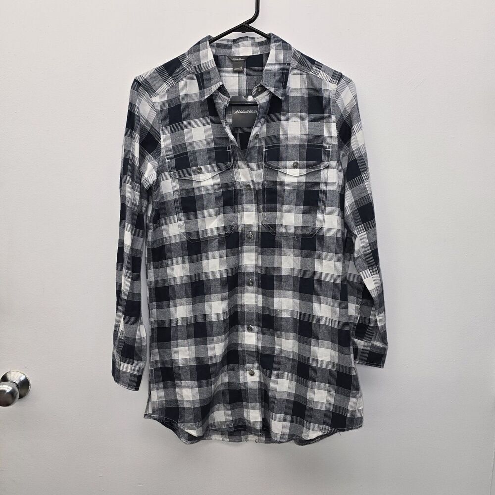 Eddie Bauer Men's XS Blue WR Field Flannel LS Tunic Gravel NWT Retail $55 (C36)